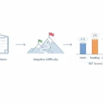 Simple landscape illustration of MAP 2.0 post assessment flow from questions to adaptive difficulty to RIT score, with clear labels for math, reading, and language skills. MAP 2.0 Post Assessment Answers