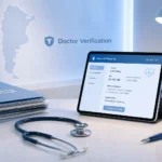 doctor gomez tello roberto argentina doctor​ verification concept with medical tools, digital records, and professional healthcare setup