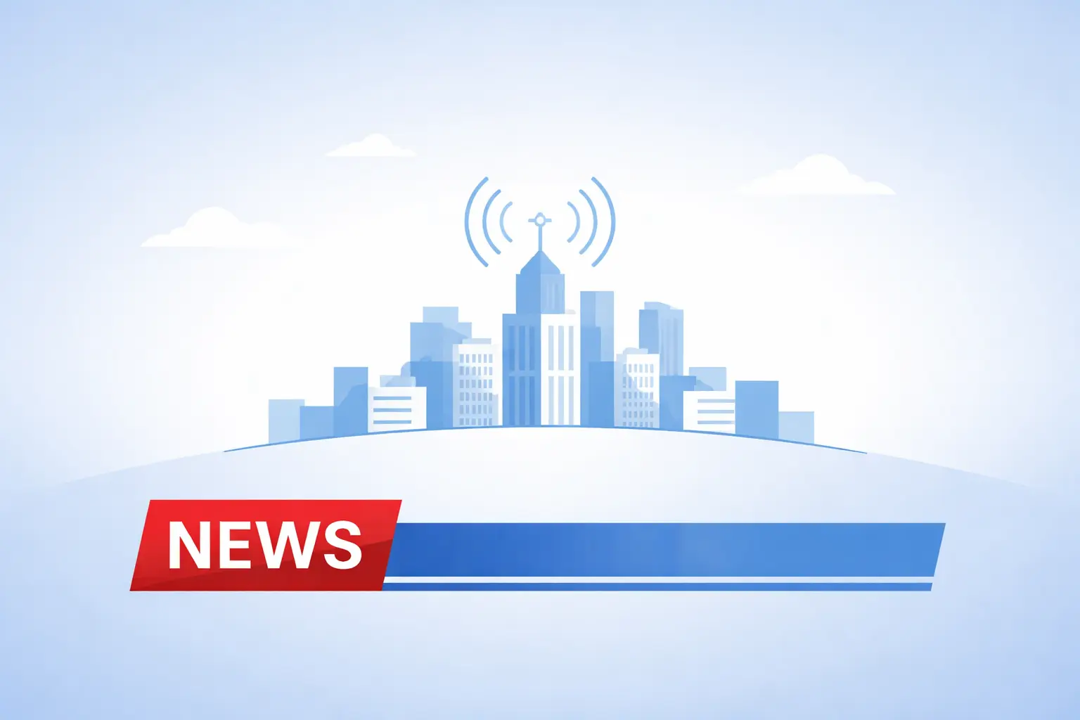 Minimalist local news concept design with screen and city icon symbolizing William Varnier KCTV5 journalism