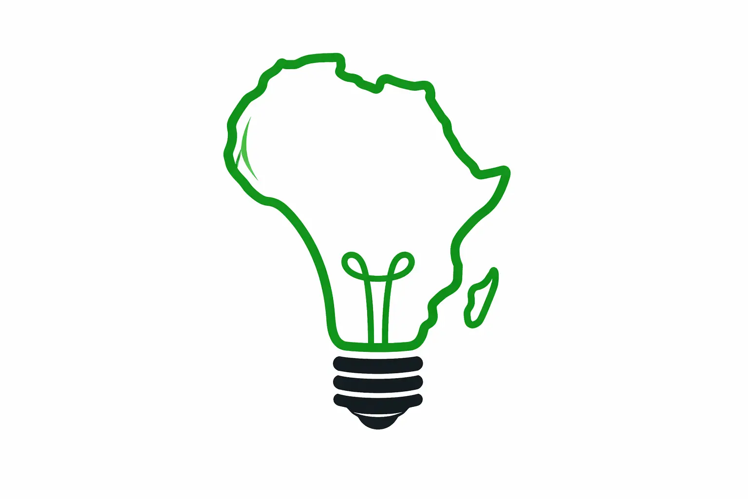 Minimal Africaneur illustration with Africa outline and lightbulb symbolizing entrepreneurship and innovation