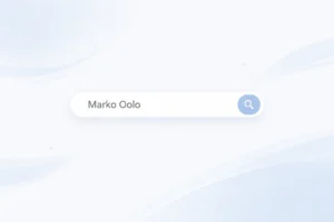 Minimal search bar displaying Marko Oolo with a simple magnifying glass icon on a clean light background