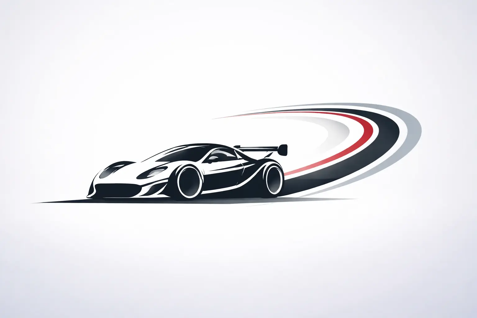 Simple motorsports concept image with race car silhouette and track line, illustrating the Jimmy Miller Hendrick NASCAR connection