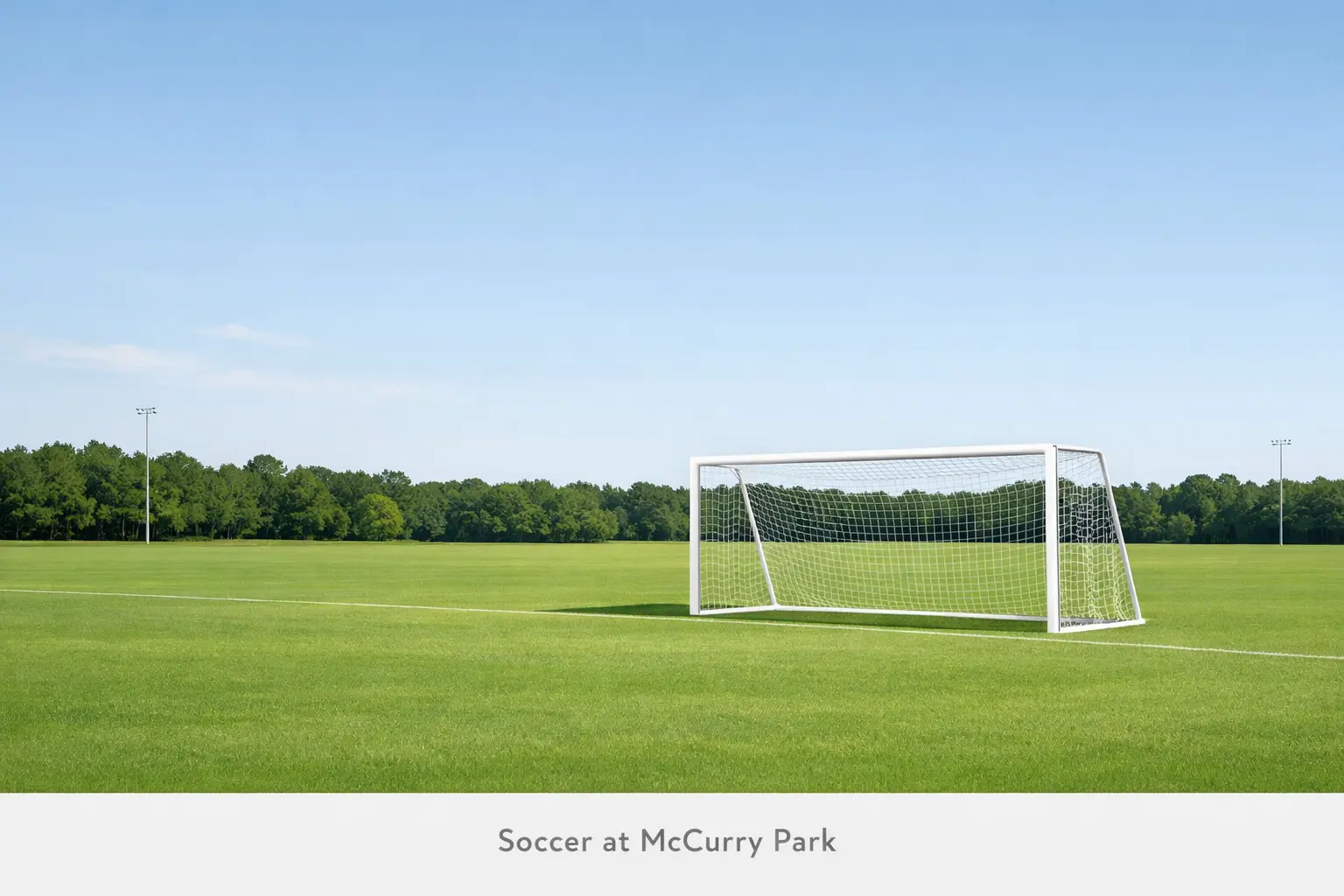 Open soccer field atMcCurry Park Fayetteville GA Soccer with goalposts and training setup, ideal for youth and community soccer activities.